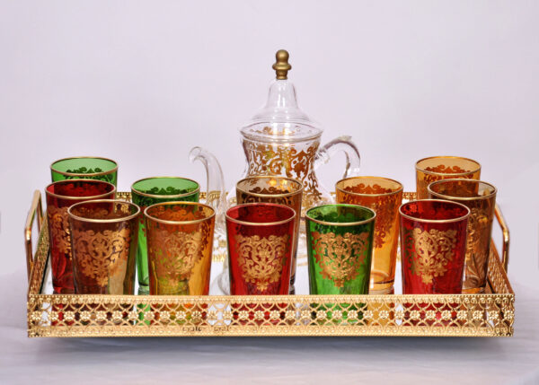 Lot de verres marocains traditionnels – Design doré artisanal – Image 2