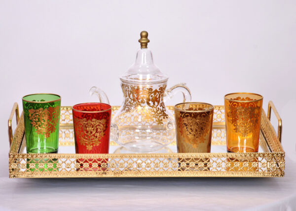 Lot de verres marocains traditionnels – Design doré artisanal – Image 3