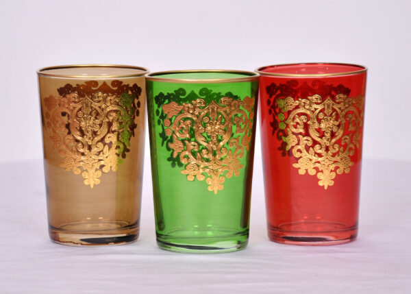 Lot de verres marocains traditionnels – Design doré artisanal – Image 4