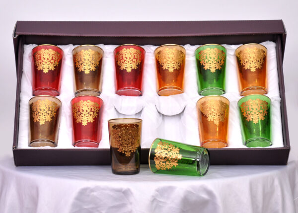 Lot de verres marocains traditionnels – Design doré artisanal – Image 5